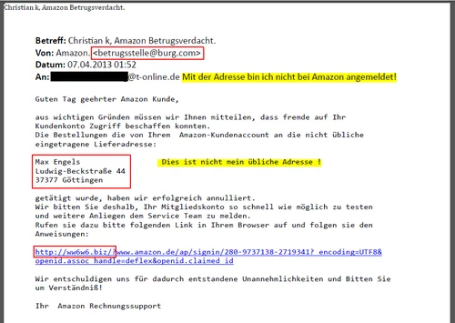 Achtung Phishing-Falle